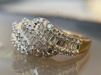 Cross Diamond Ring with Moissanite Baguette Wave Band