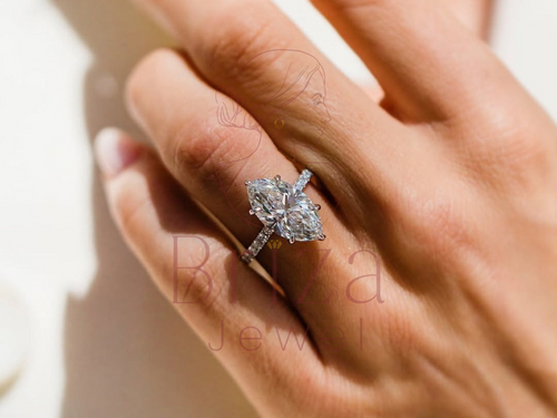 3 Carat Marquise Diamond Ring – Three Stone Bridal Jewelry