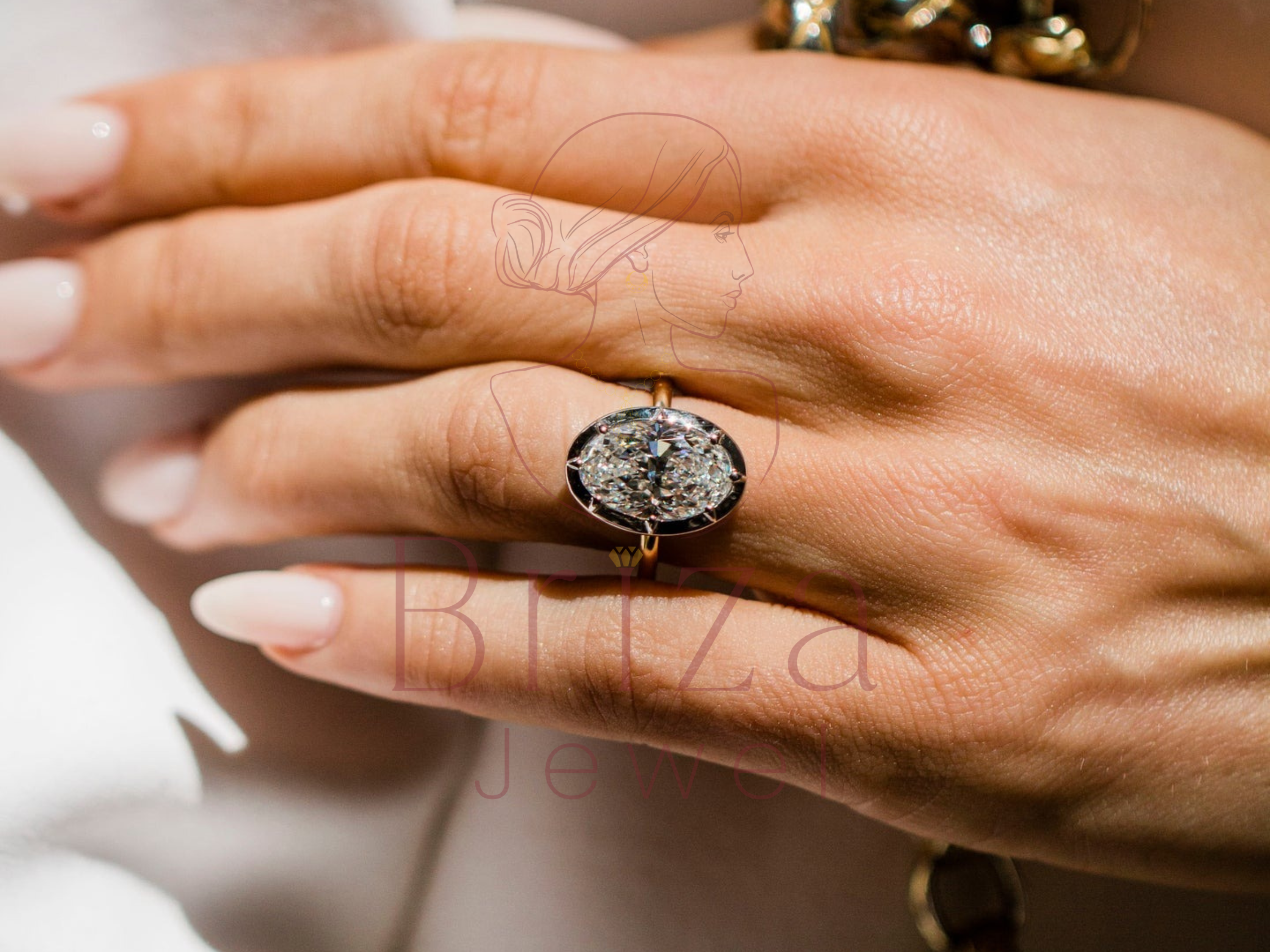 Oval Engagement Band – 4.50 Carat Gold Diamond Ring