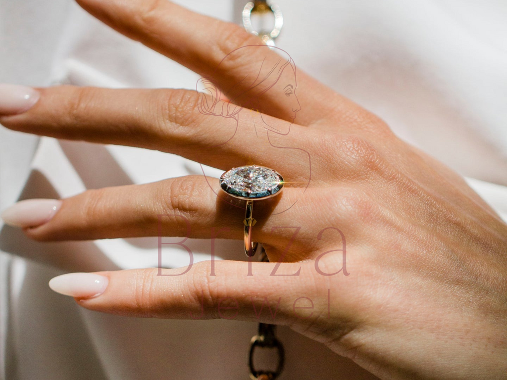 Oval Engagement Band | 4.50 CT Gold Solitaire Bridal Ring