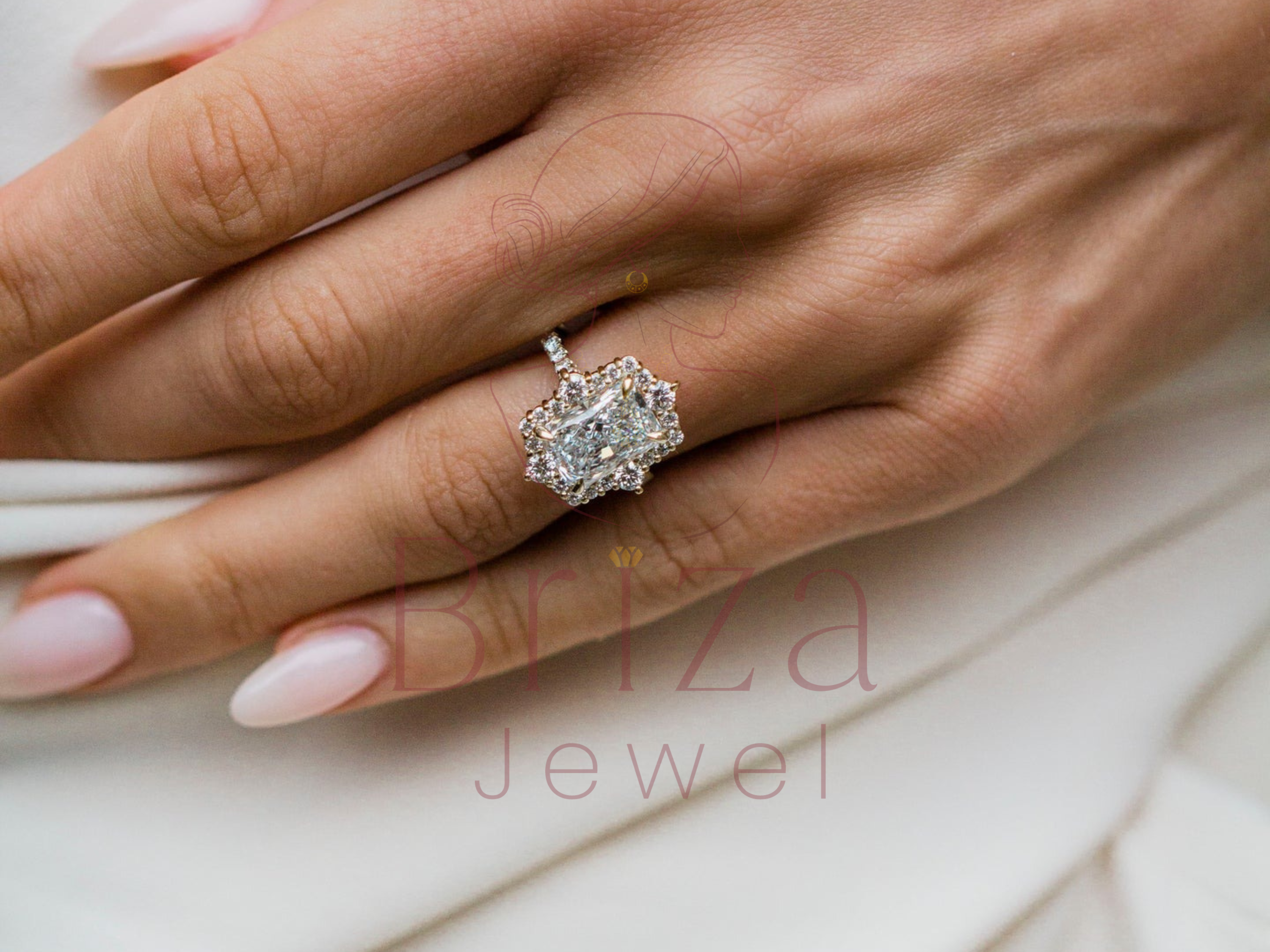 Radiant Cut Wedding Ring | Halo Lab Diamond Bridal Ring