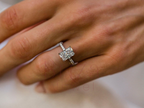 Radiant Cut Engagement Ring | Gold Pave Band Bridal Ring