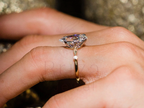 Pear Shaped Diamond Wedding Ring with Yellow Gold Solitaire