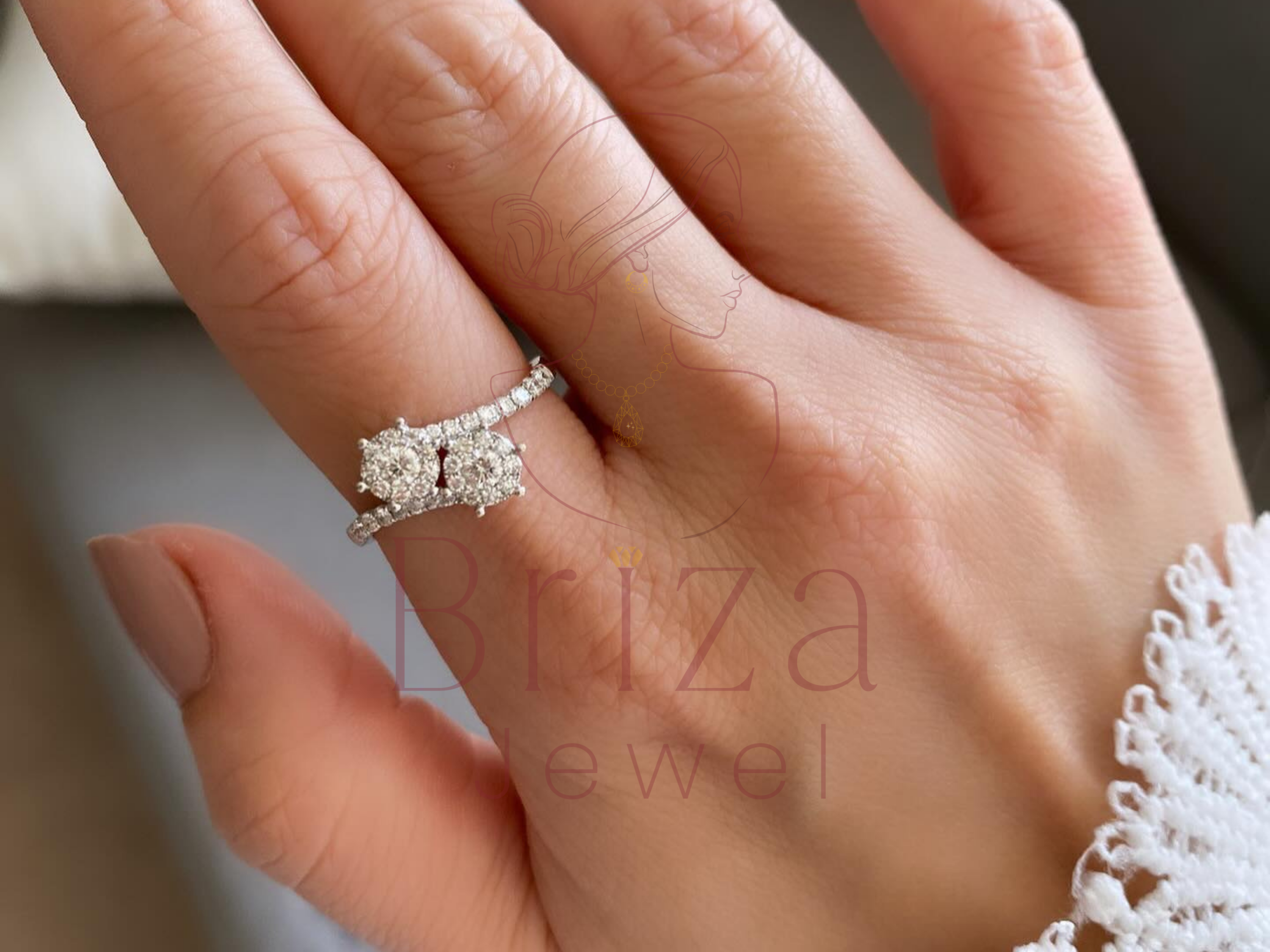 toi et moi moissanite ring with dual center stones