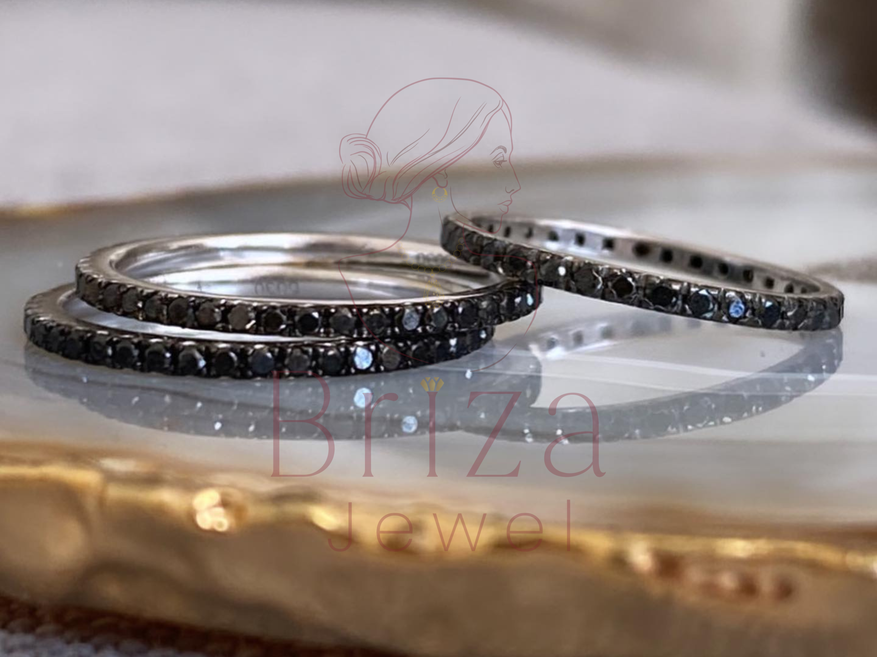 Black Eternity Band Featuring Elegant Gothic Stacking Style