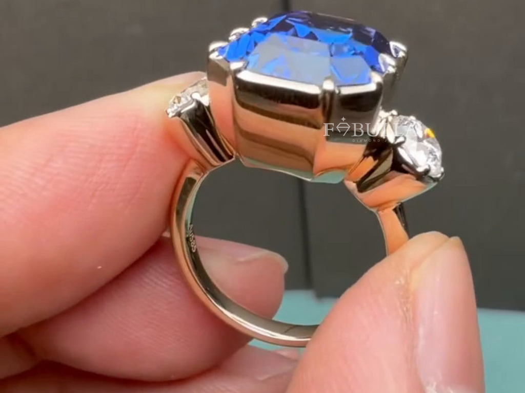 Diamond Cocktail Ring | Emerald Cut Blue Sapphire Luxury