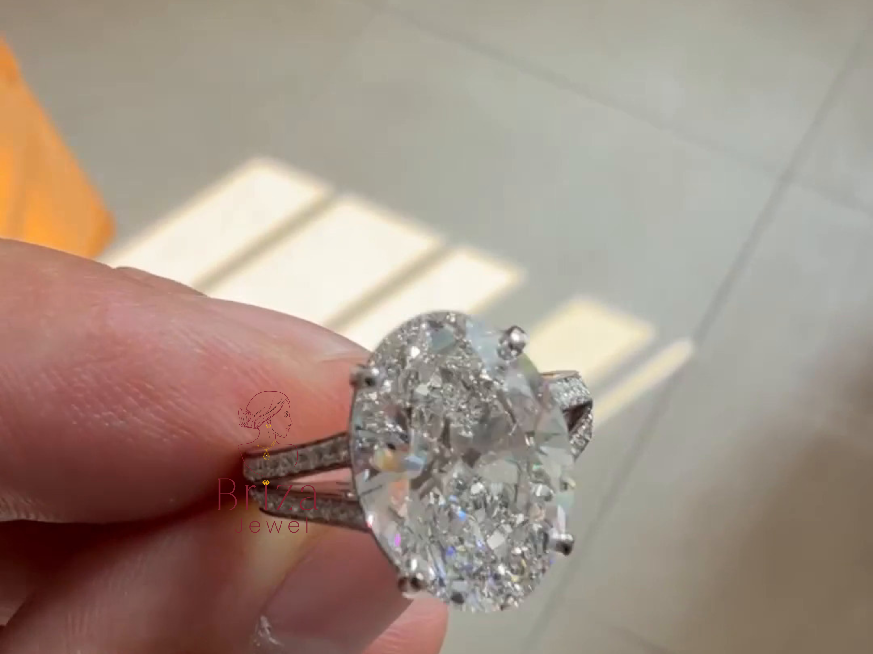 Elegant Pave Band Engagement Ring with Oval Stone