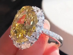 Unique Engagement Ring for Women with Yellow Oval Halo