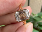 Lab Grown Emerald Cut Diamond Ring in Art Deco Gold