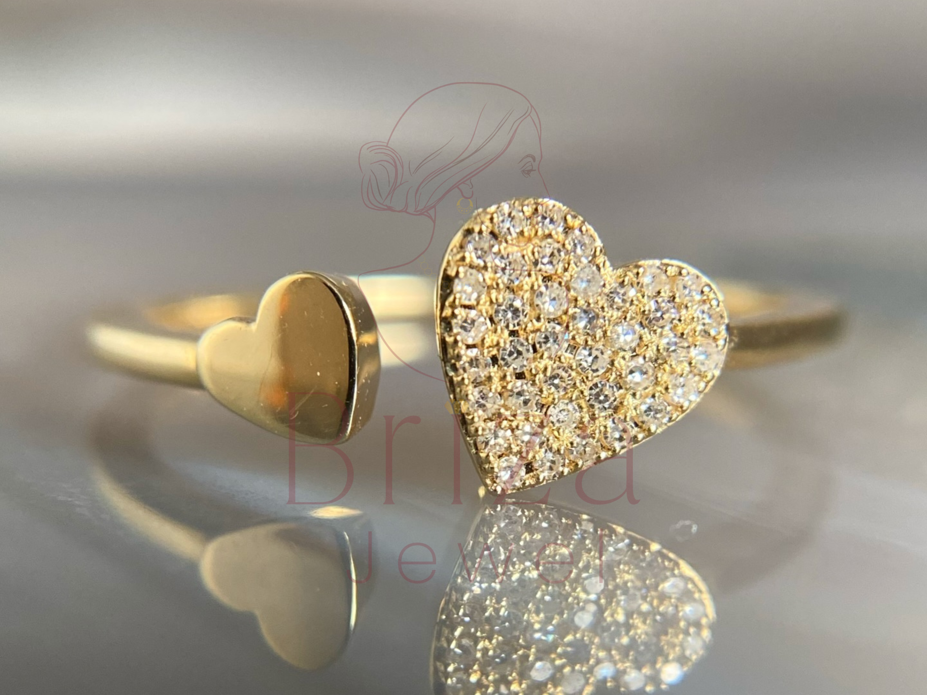 heart shape diamond ring with adjustable promise band
