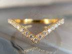 V shaped wedding band with elegant chevron design