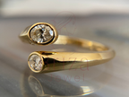Bezel Engagement Ring with Modern Open Gold Band