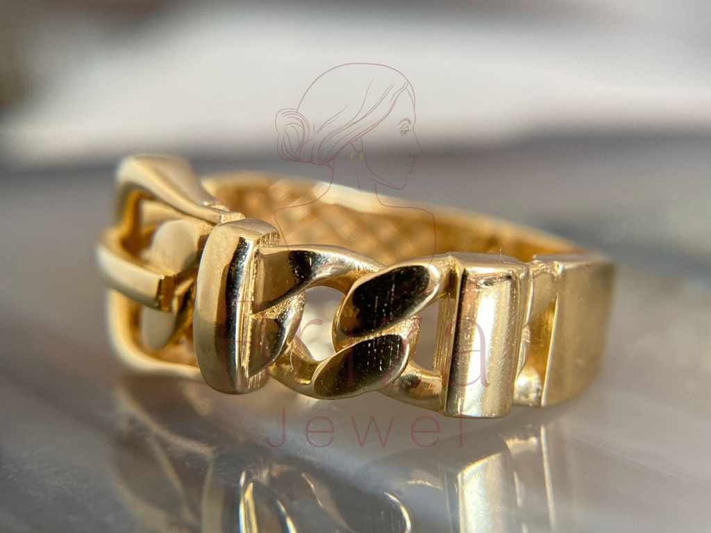 Cuban Link Wedding Band with Chunky Gold Buckle Style