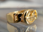 Cuban Link Wedding Band with Chunky Gold Buckle Style