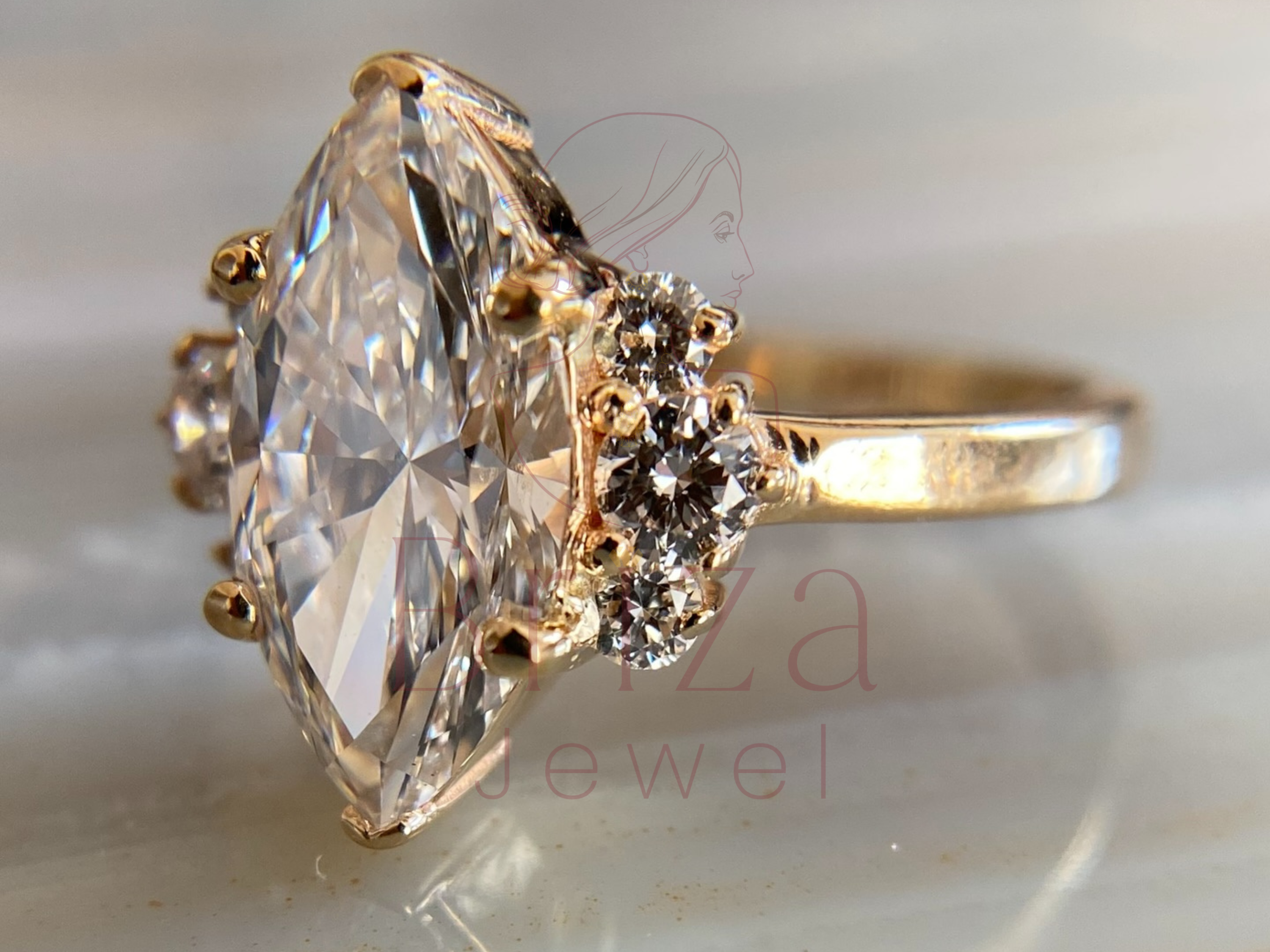 elegant diamond cluster ring worn on hand lifestyle view