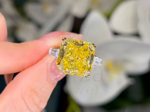 Cushion Cut Yellow Diamond Ring for Bold Elegant Style | Briza Jewel