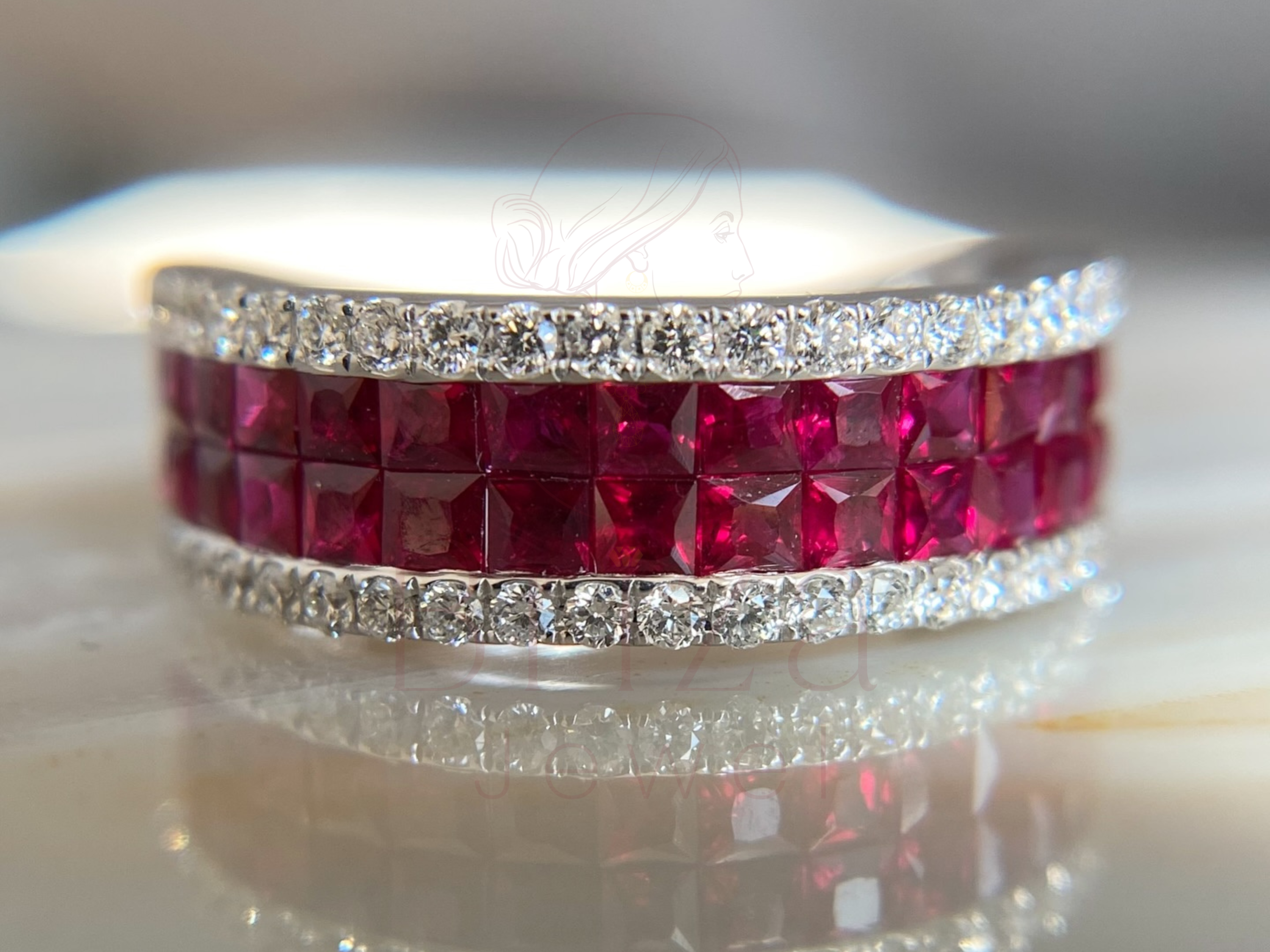 lab grown diamond engagement ring with pear three stone design