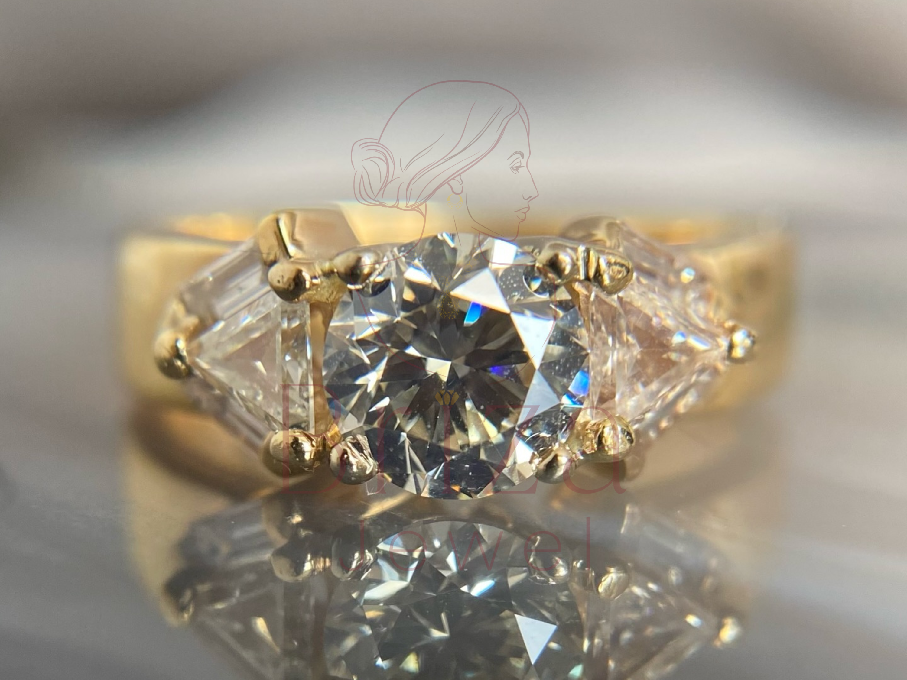 Three Stone Engagement Ring | Modern Lab Diamond Ring