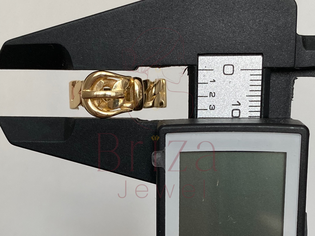 Cuban Link Wedding Band with Chunky Gold Buckle Style