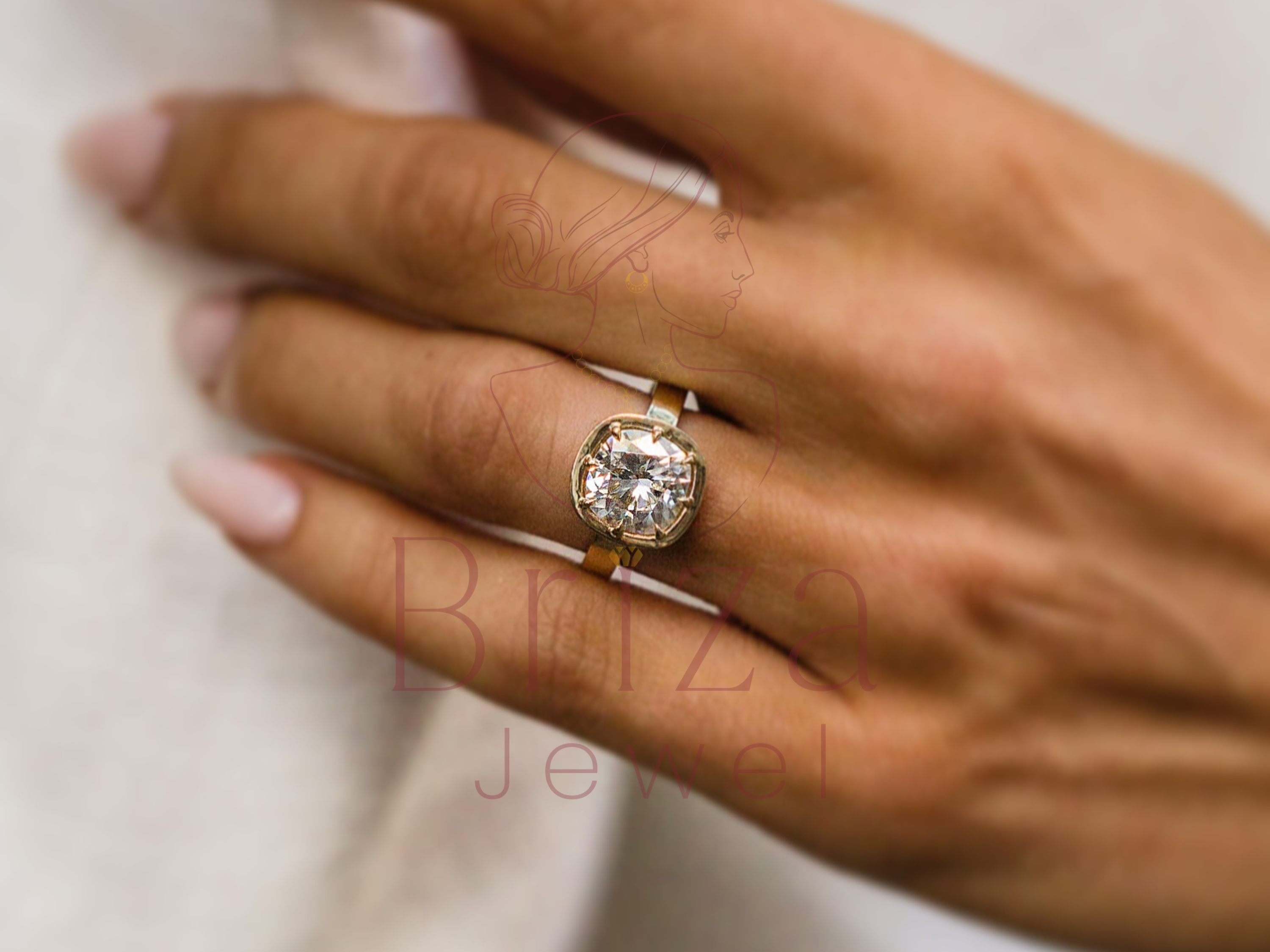 Cushion Cut Wedding Ring – Yellow Gold Bezel Engagement Ring