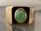 Green Jade Ring | Vintage Gold Signet Ring for Men & Women