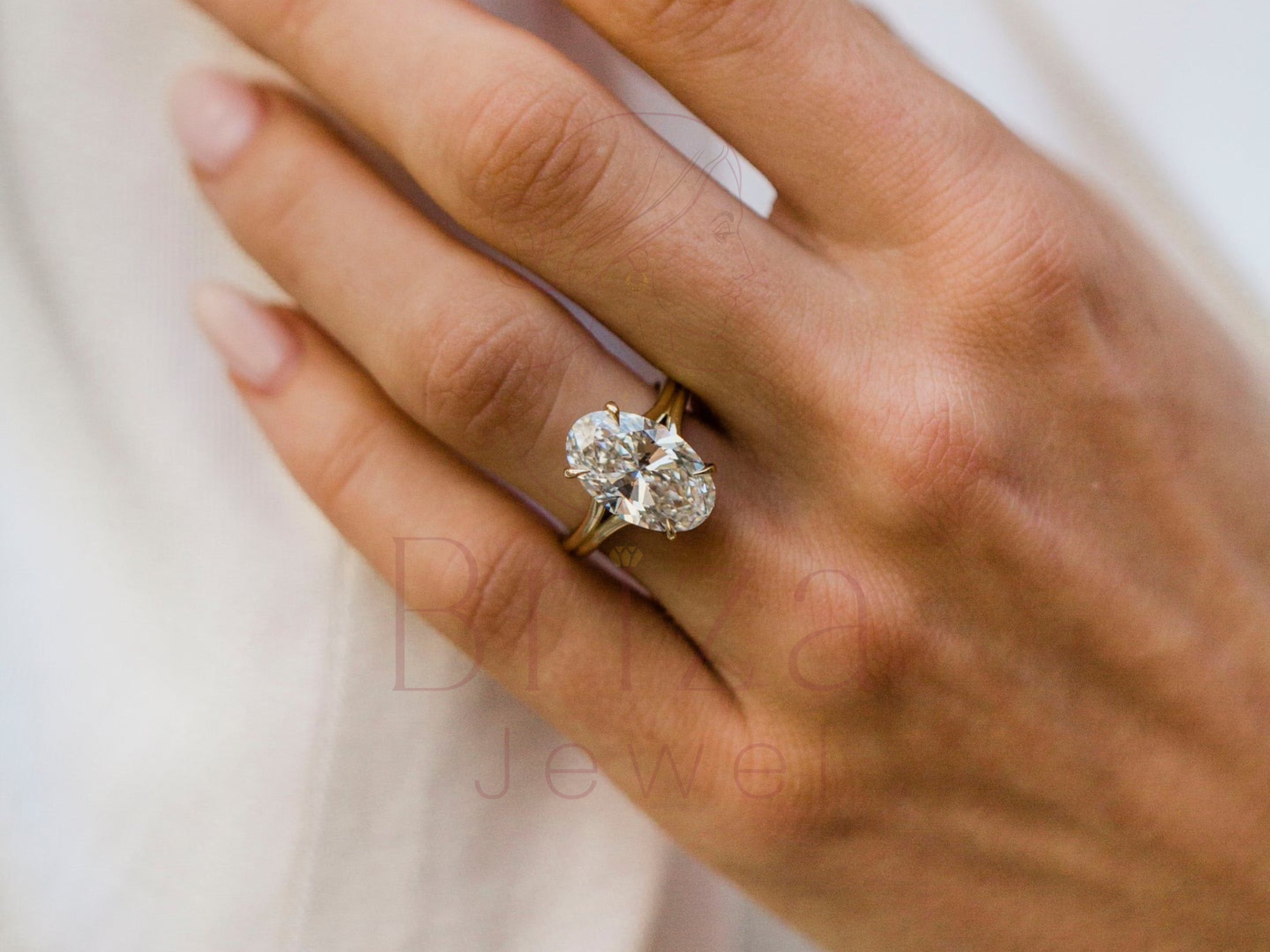 Yellow Gold Oval Engagement Ring | 4 CT Oval Diamond Solitaire