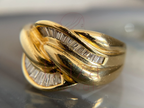 Vintage Gold Dome Ring | Baguette Diamond Retro Cocktail Band