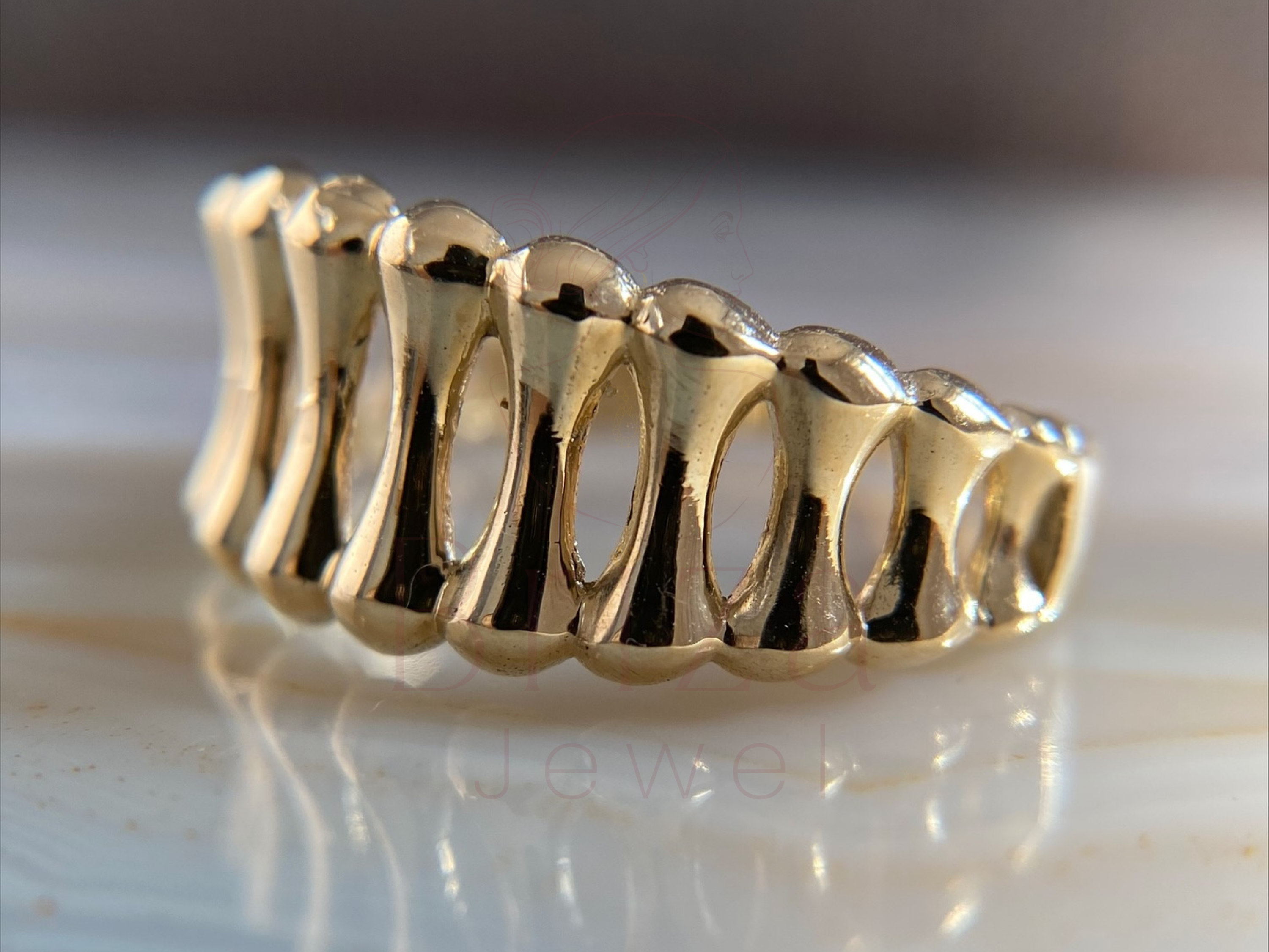 Wide Band with Bold Gold Statement Ring Modern Anniversary Style