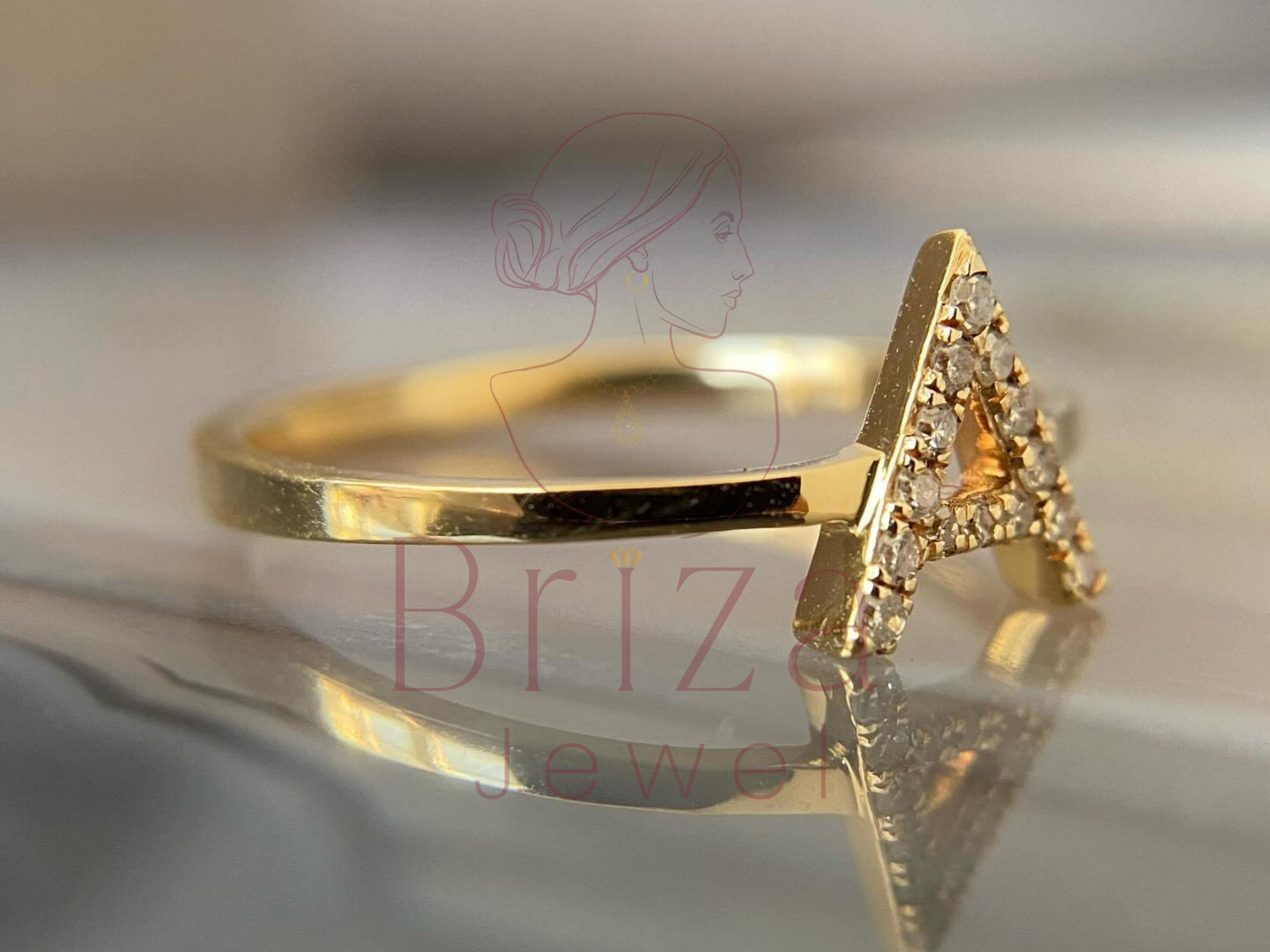 Letter Ring | Personalized Moissanite Initial Gold Stackable