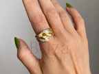 Vintage Gold Dome Ring | Baguette Diamond Retro Cocktail Band