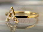 Letter Ring | Personalized Moissanite Initial Gold Stackable