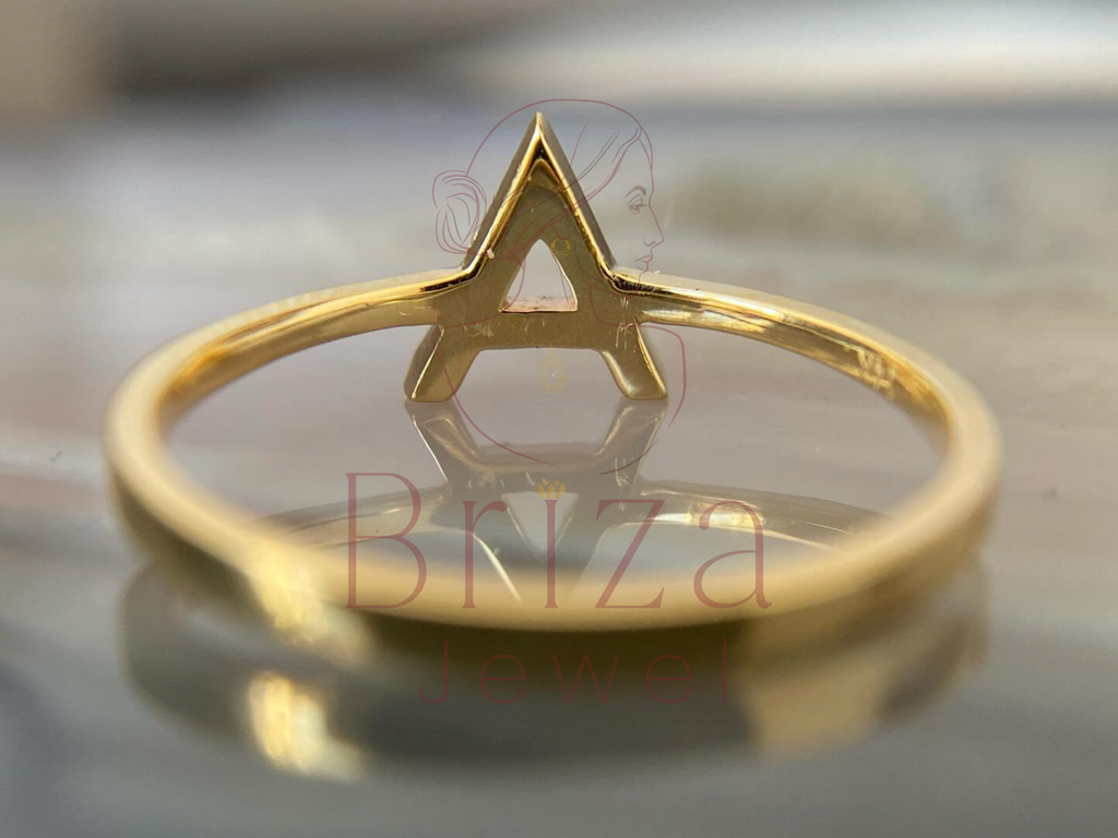 Letter Ring | Personalized Moissanite Initial Gold Stackable