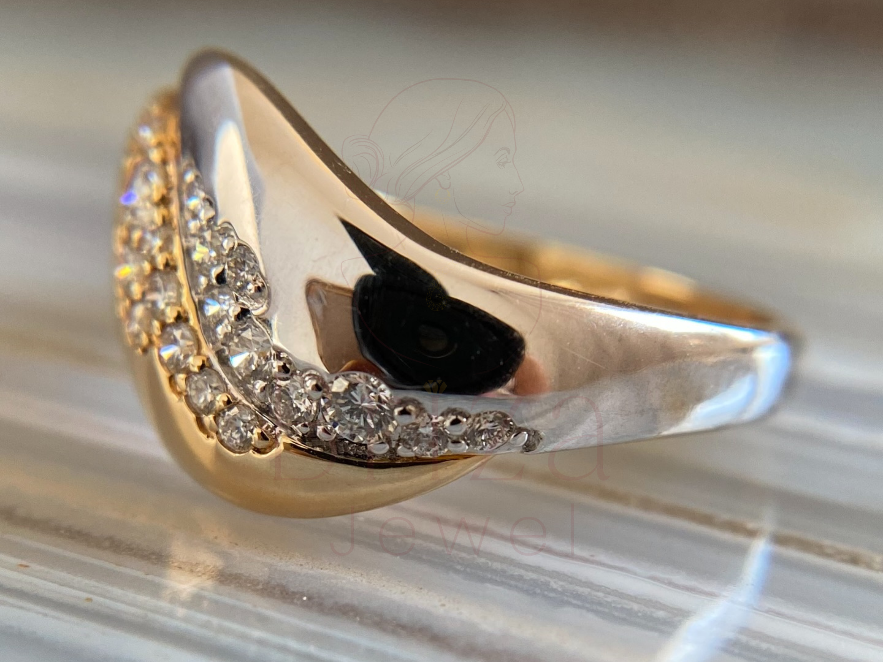 Wave Diamond Band Gold Ring | Vintage Inspired Bridal Jewelry