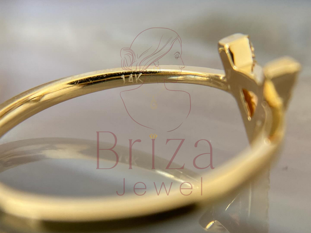 Letter Ring | Personalized Moissanite Initial Gold Stackable