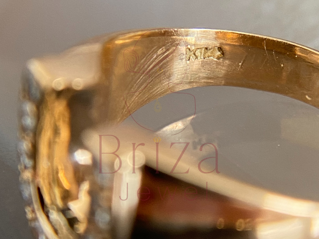 Gold Horseshoe Ring with Lab Diamond Lucky Statement Jewelry