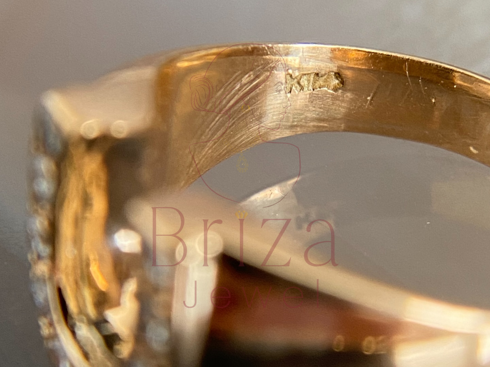 Gold Horseshoe Ring with Lab Diamond Lucky Statement Jewelry