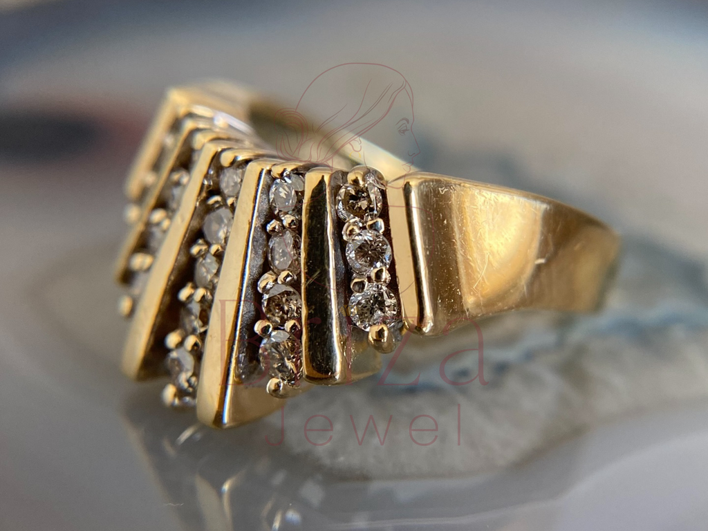 Art Deco Wedding Ring with Diamond Fan Cluster Design