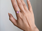 Pink Sapphire Eternity Band with Diamond Halo in Yellow Gold