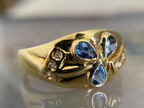 Floral Sapphire Ring | Vintage Gold Diamond Cluster Cocktail Ring