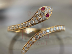 Bulgari snake ring in gold with ruby eyes