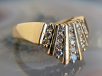 Art Deco Wedding Ring with Diamond Fan Cluster Design