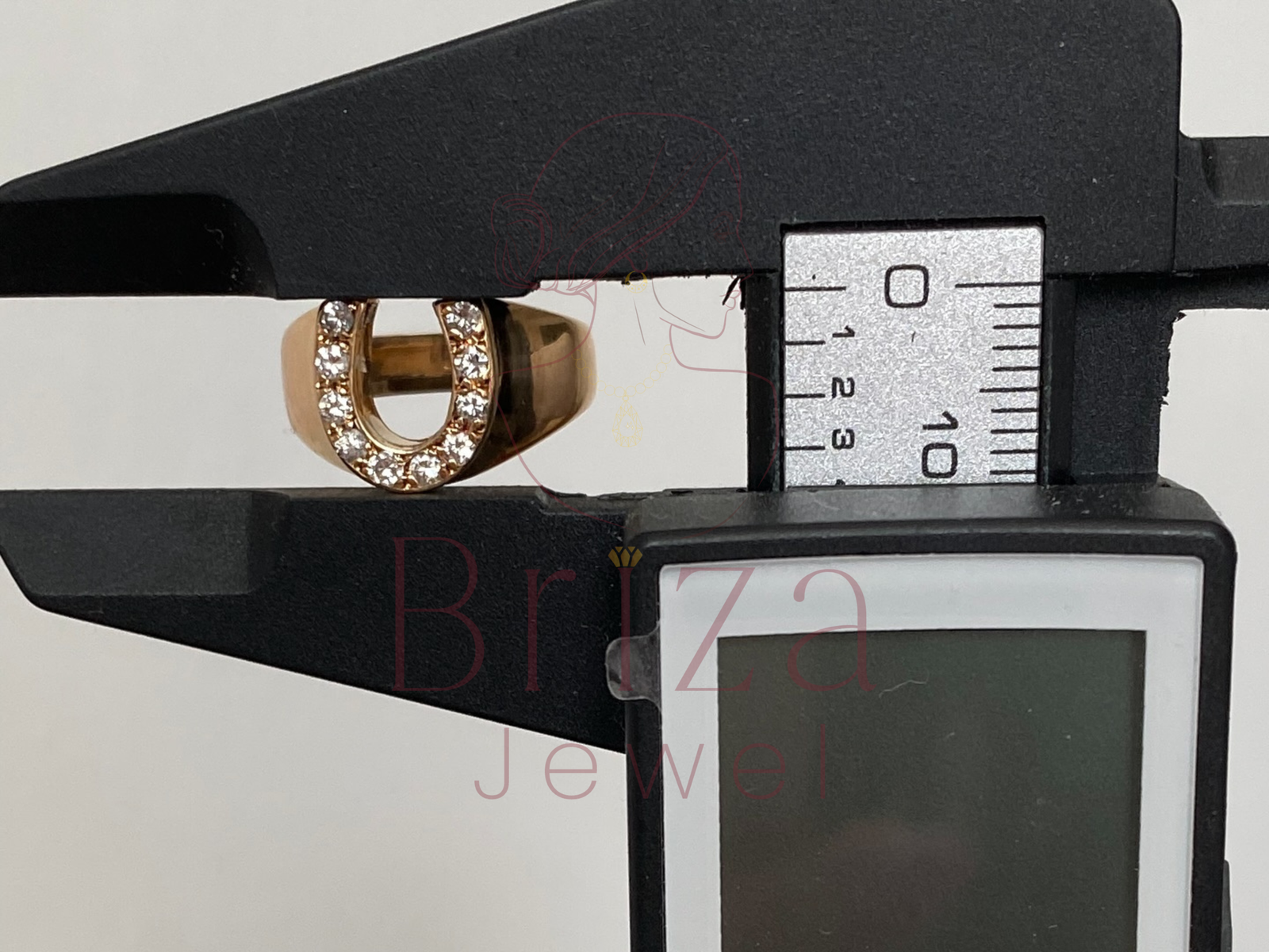 Gold Horseshoe Ring with Lab Diamond Lucky Statement Jewelry