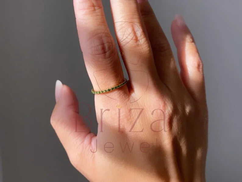 Moissanite Baguette Ring - Rose Gold Eternity | Briza Jewel