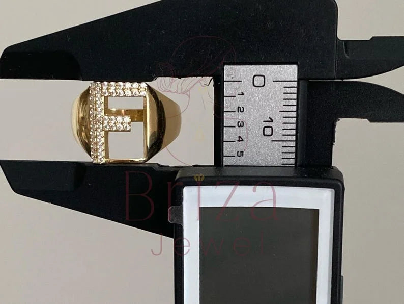 Gold Ring with Initial - Lab Grown Diamond | Briza Jewel