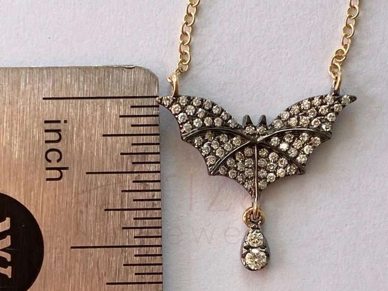 Diamond Bat Pendant - Necklace | Briza Jewel