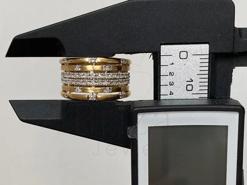 Multi Row Diamond Band - 18K Gold Ring | Briza Jewel