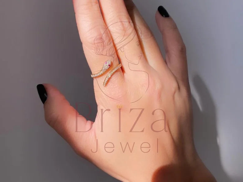 Bulgari Snake Ring - Gold Ruby | Briza Jewel