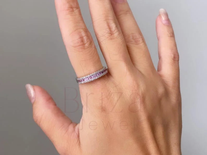 Pink Sapphire Diamond Band | Briza Jewel
