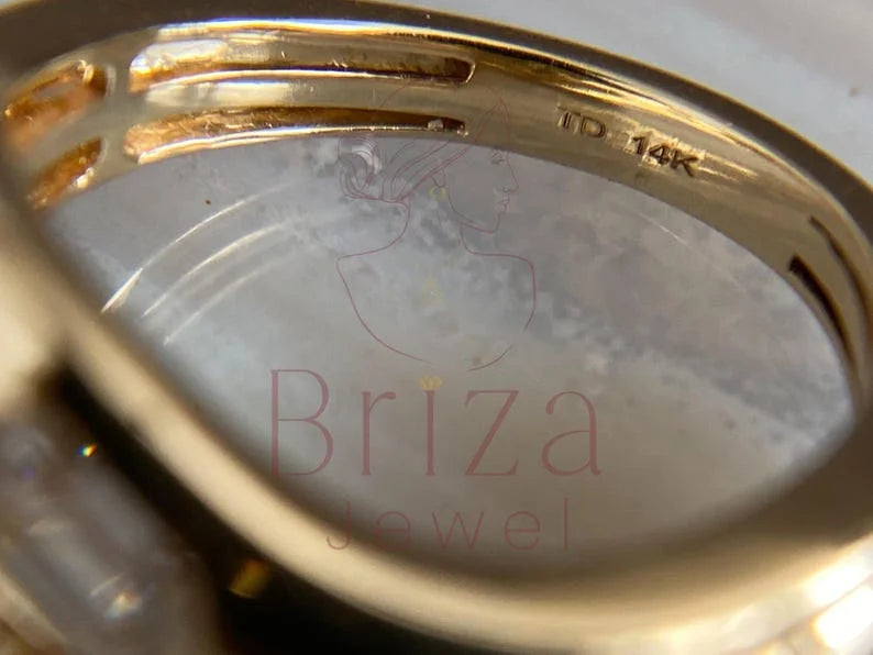 Yellow Gold Emerald Cut Engagement Ring - Lab Grown Diamond Pave | Briza Jewel