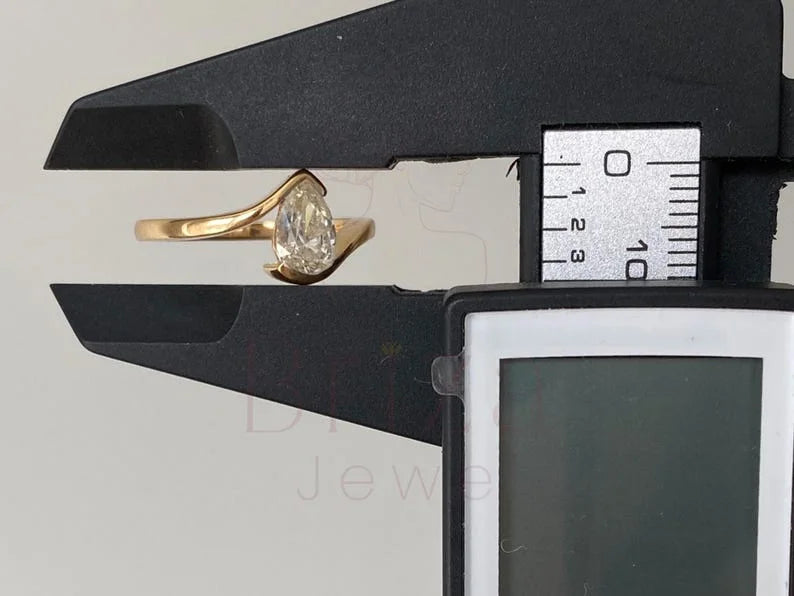 Pear Cut Diamond Ring – Modern Gold Engagement Bridal Ring | Briza Jewel
